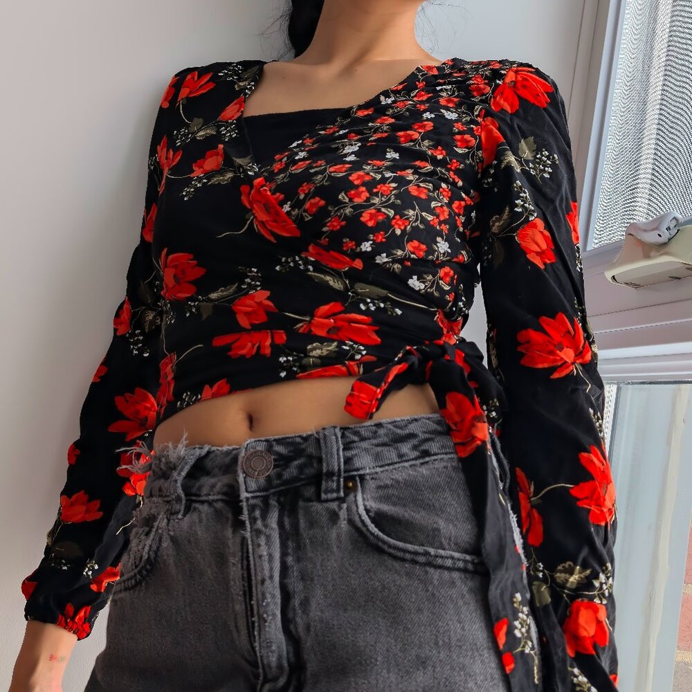 Floral Wrap Top